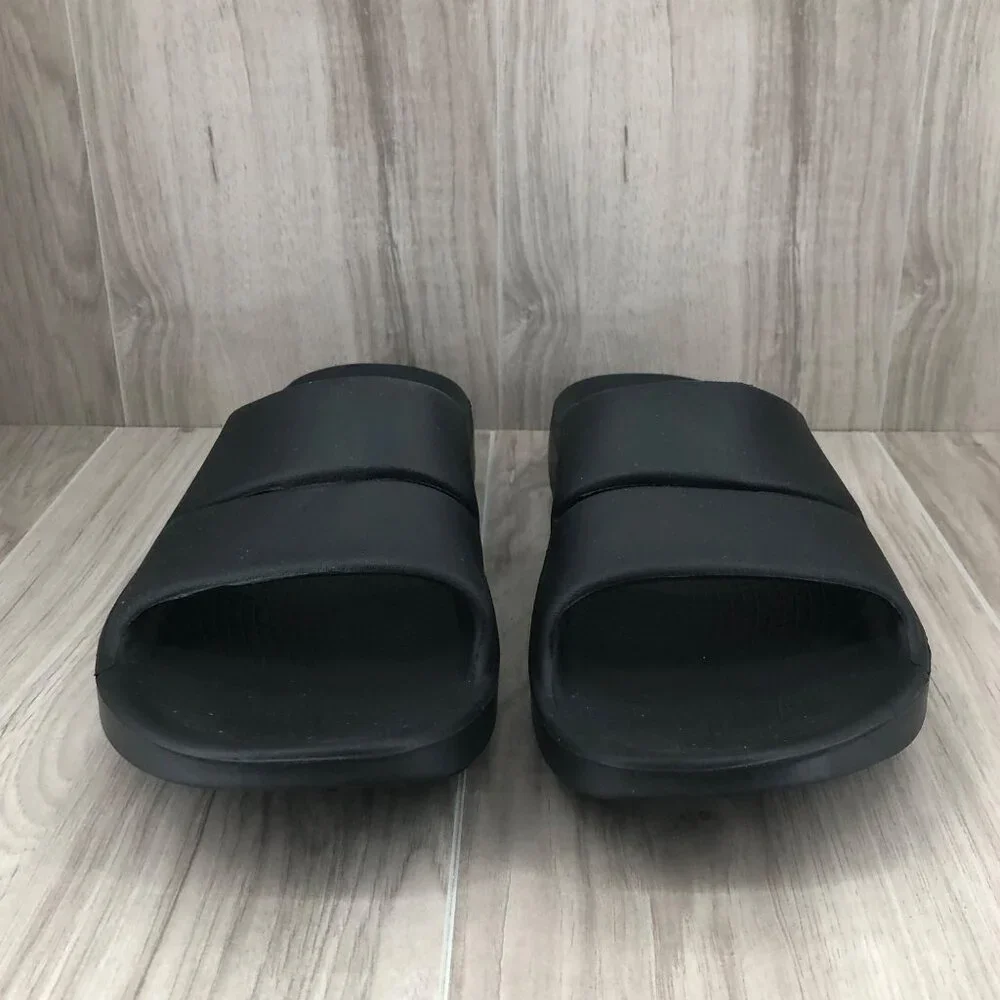 Oofos Slide Sandals Mens 13 Recovery Black Rubber Slip On Comfort Shoes